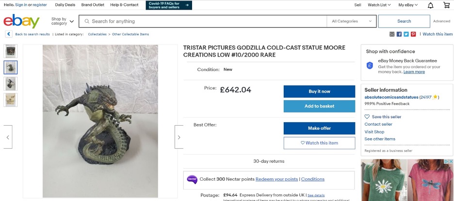 Godzilla collectible from eBay